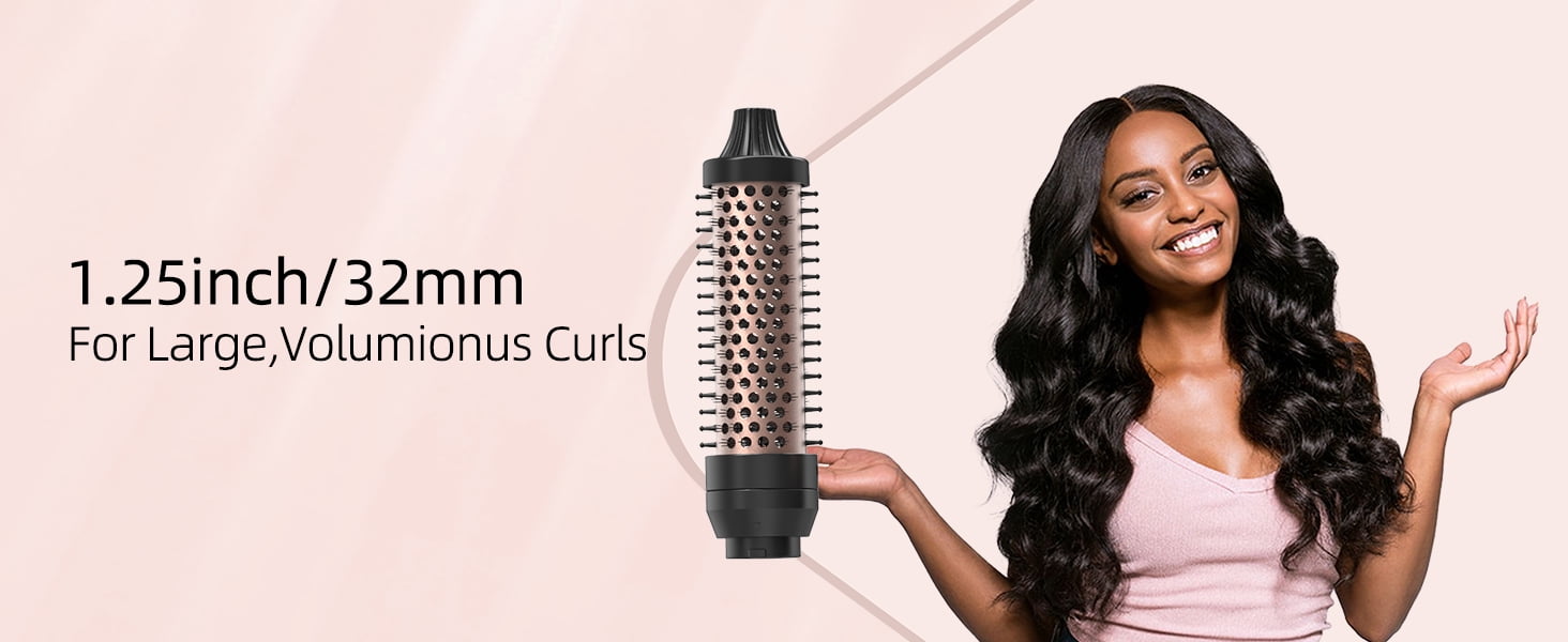 Thermal Brush 3 in 1 Set Ionic Heated Round Curling Create Volume & Smoother Hair Style for Fully Dried Hair Ceramic Fast Heating Curling Iron Brush with Temperature Lock & Auto-Power Off