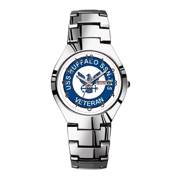 Mens Watches Silvery Steel Band Top Brand Waterproof Japan Quartz Watch Christmas Men Business Clock USS Buffalo SSN715 Watches