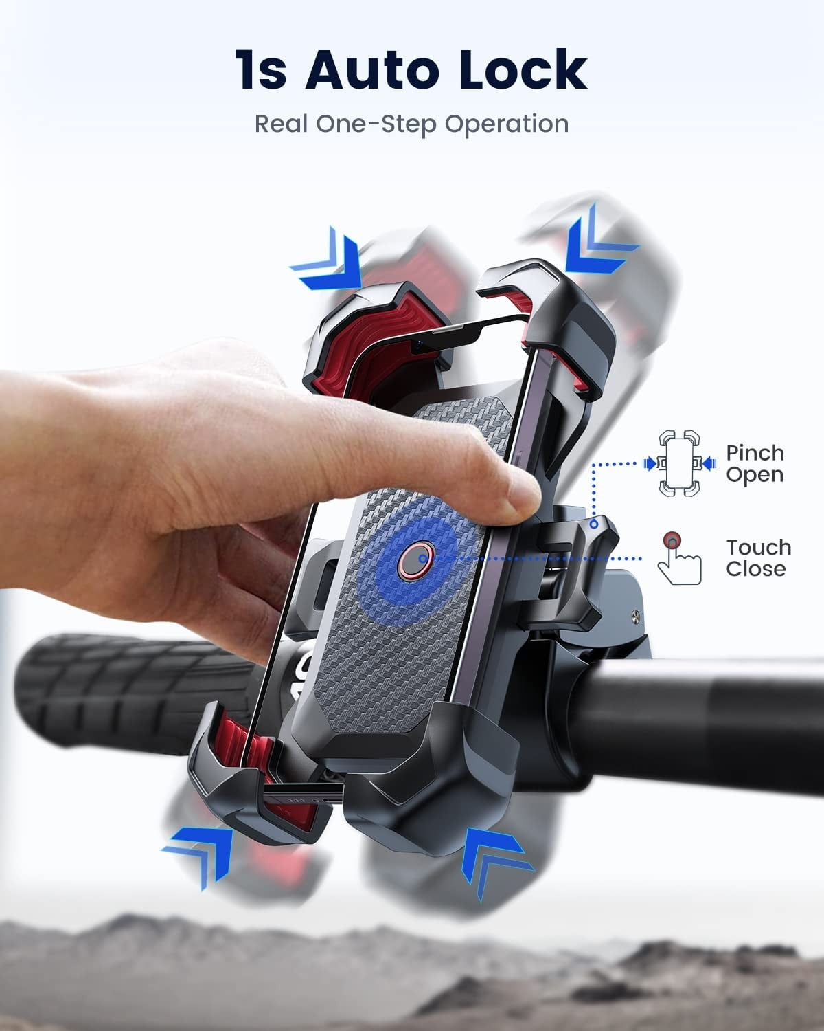(2 pack) JOYROOM Motorcycle Phone Mount Bike Phone Holder, Auto Lock Adjustable Handlebar Phone Holder Mount for 4.7"-7" Cell Phones