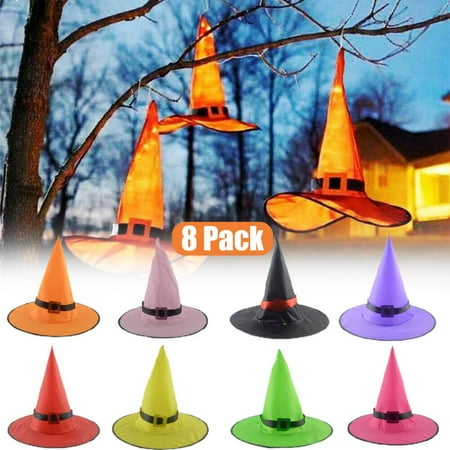

Halloween Hanging Lighted Glowing Witch Hats String Lights Halloween Decoration for windows Ceilings Trees