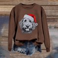 thumbnail image 5 of Fiaer Women's Christmas Sweatshirts Cute Printed Long Sleeve Xmas Pullover Crew Neck Baggy Plus Size Comfort Holiday Tops Brown L, 5 of 5