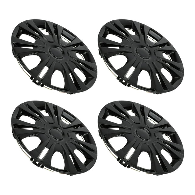 Unique Bargains 4 Pcs Couvre-Moyeu de Jante de Roue Universel R15/15 Pouces Capuchons de Moyeu de Roue Plastique Noir