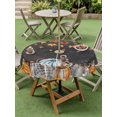 thumbnail image 3 of Outdoor Tablecloth with Umbrella Hole and Zipper, Orange Pumpkin Fall Round Table Cloth 60 Inch Waterproof Tablecloth, Sunflower Thanksgiving Botanical Leaves Picnic Table Cover for Patio Camping, 3 of 7