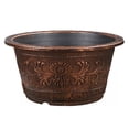 thumbnail image 5 of mdesiwst Flower Pot Thickened Resin Decorative Planter with Drainage Holes Large Capacity Bronze Embossed Outdoor Garden Flower Pot, 5 of 8