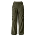 thumbnail image 6 of Corduroy Wide Leg Cargo Sweatpants for Women Elastic Waist Sweatpants Casual Solid Color Pockets Long Pants Workout Lounge Trousers with Pockets, 6 of 7