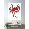 thumbnail image 2 of Red Octopus Poster Wall Art, Modern Wall Decor For Living Room Bedroom, 16x24 UNFRAMED, 2 of 3