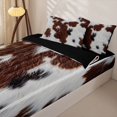 thumbnail image 2 of Manfei Rustic Cow Print Zipper Full Size Comforter Sets with Fitted Sheet and 2 Pillowcases,Rustic Farm Animal Zipper Bedding Set,Dark Brown,Reversible, 2 of 7