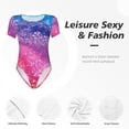 thumbnail image 4 of Balery Rainbow Glitter Cute Pattern Women's Short Sleevee Crew Neck Bodysuit Tops Short Sleeve Tops Basic-Medium, 4 of 7