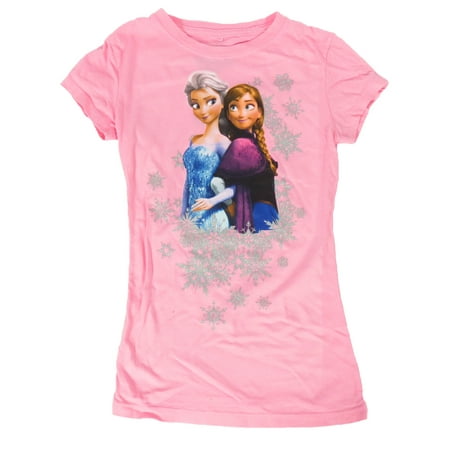Disney - Disney Frozen Elsa & Anna Snowflake Girls T-Shirt Pink ...