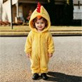 thumbnail image 2 of Krdevn Chicken Plush Hooded Onesie Full Zip Animal Long Sleeve Jumpsuit for Kids Party Outfit Yellow,3-6 Months, 2 of 9