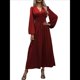 thumbnail image 2 of Vestido Holgado Informal con Escote en V, Corte A, Larga y Abertura Alta para Mujer. Vino Tinto XL, 2 of 7