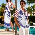 thumbnail image 4 of Yuyamidu His and Hers Matching Outfits Patriotic Dress for Women Casual American Flag Shirts for Men Button Down Short Sleeve Shirt Long Maxi Dress Palm Tree Men's M, 4 of 7