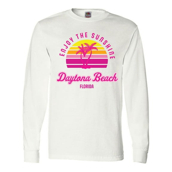 Inktastic Summer Enjoy the Sunshine Daytona Beach Florida in Pink Long Sleeve T-Shirt