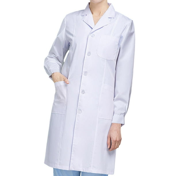 Bata Blanca De Laboratorio Unisex - Manga Larga, Con Botones Y Bolsillos, Para Médicos, Enfermeras, Estudiantes