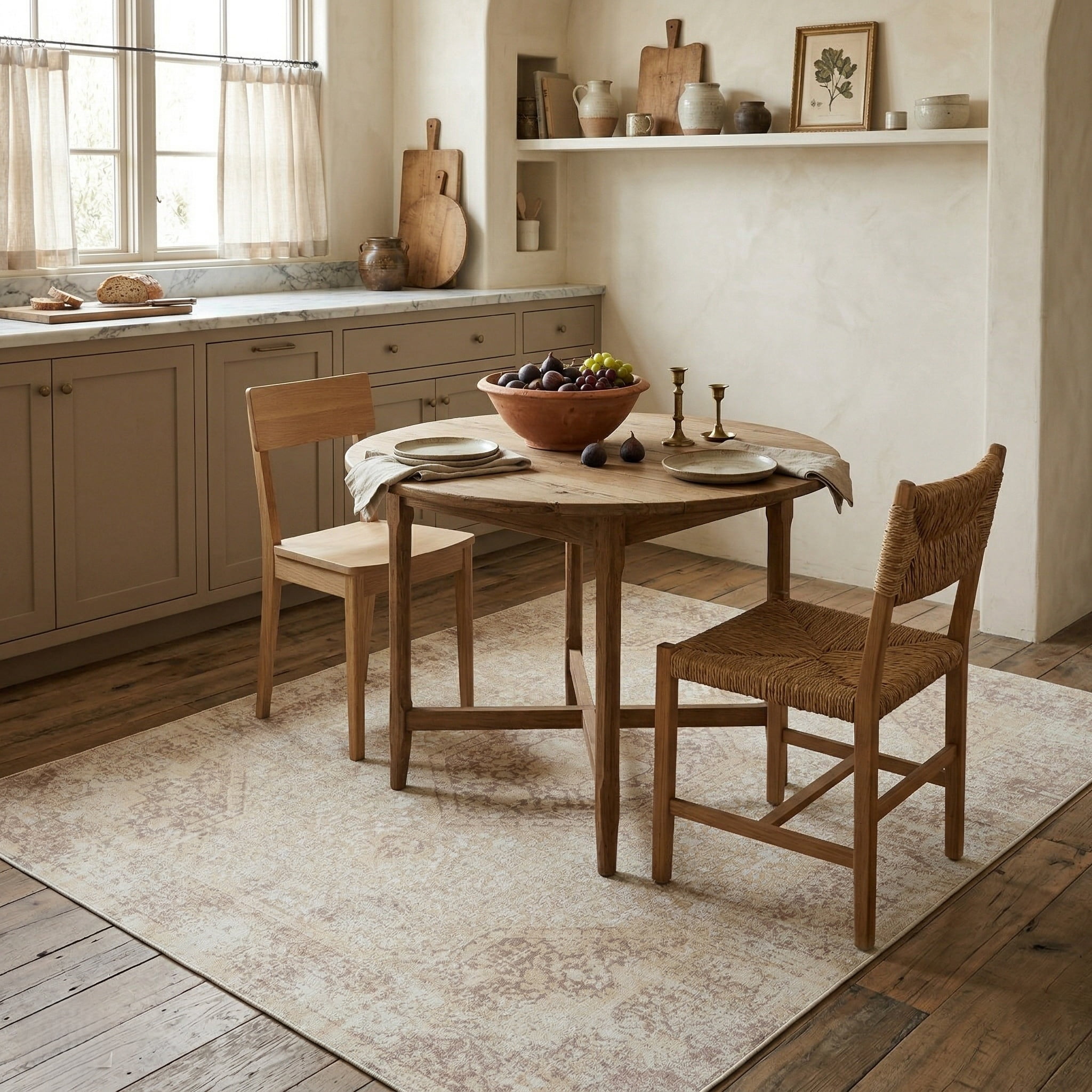 LR Home Brooke 7'10" x 9'10" Beige Medallion Waterproof Non-Slip Machine Washable Indoor Area Rug
