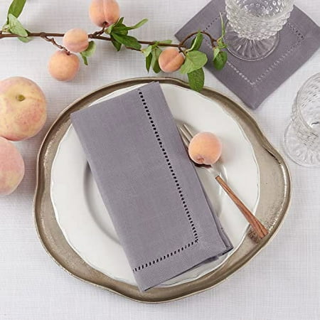 

Fennco Styles Classic Hemstitched Cloth Napkins 20 W x 20 L Set of 4 - Slate Dinner Napkins for Dining Table Banquets Holidays Weddings Special Events and Home Décor