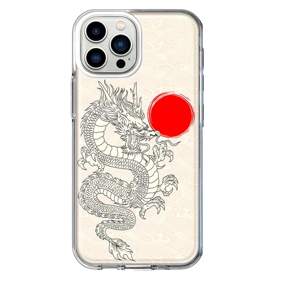 Mundaze - Case for Apple iPhone 15 Pro Slim Shockproof Hard Shell Soft TPU Heavy Duty Protective Phone Cover - Japanese Dragon Wave