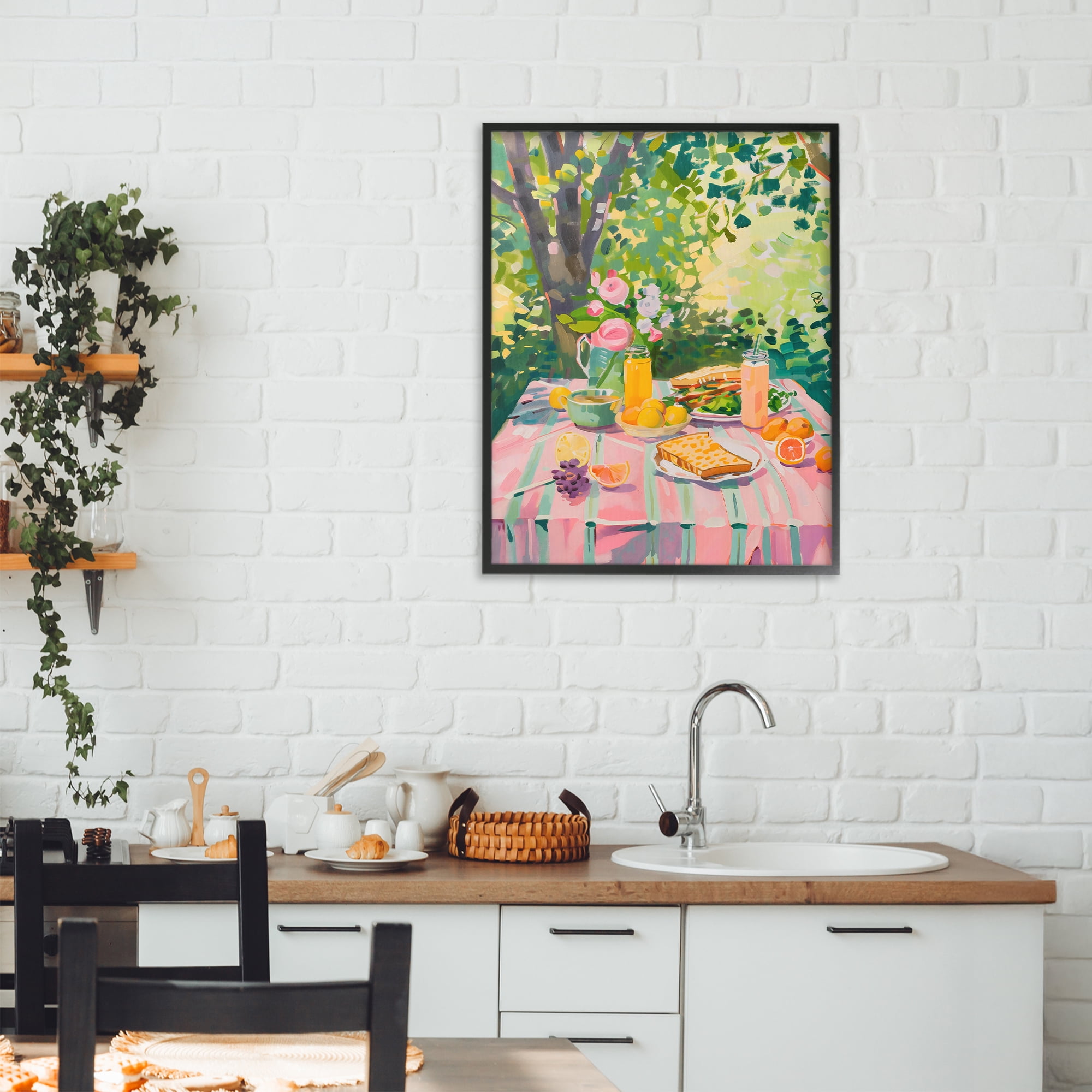 Stupell Industries Breakfast Picnic in Garden Black Framed Giclee Art, design by The Prints Vibe