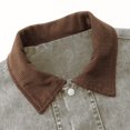 thumbnail image 5 of Rexolia Mens Vintage Washed Denim Jacket Corduroy Collar Long Sleeve Snap Button Jean Coat Retro Streetwear for Fall Winter Outdoor Light Gray L, 5 of 7