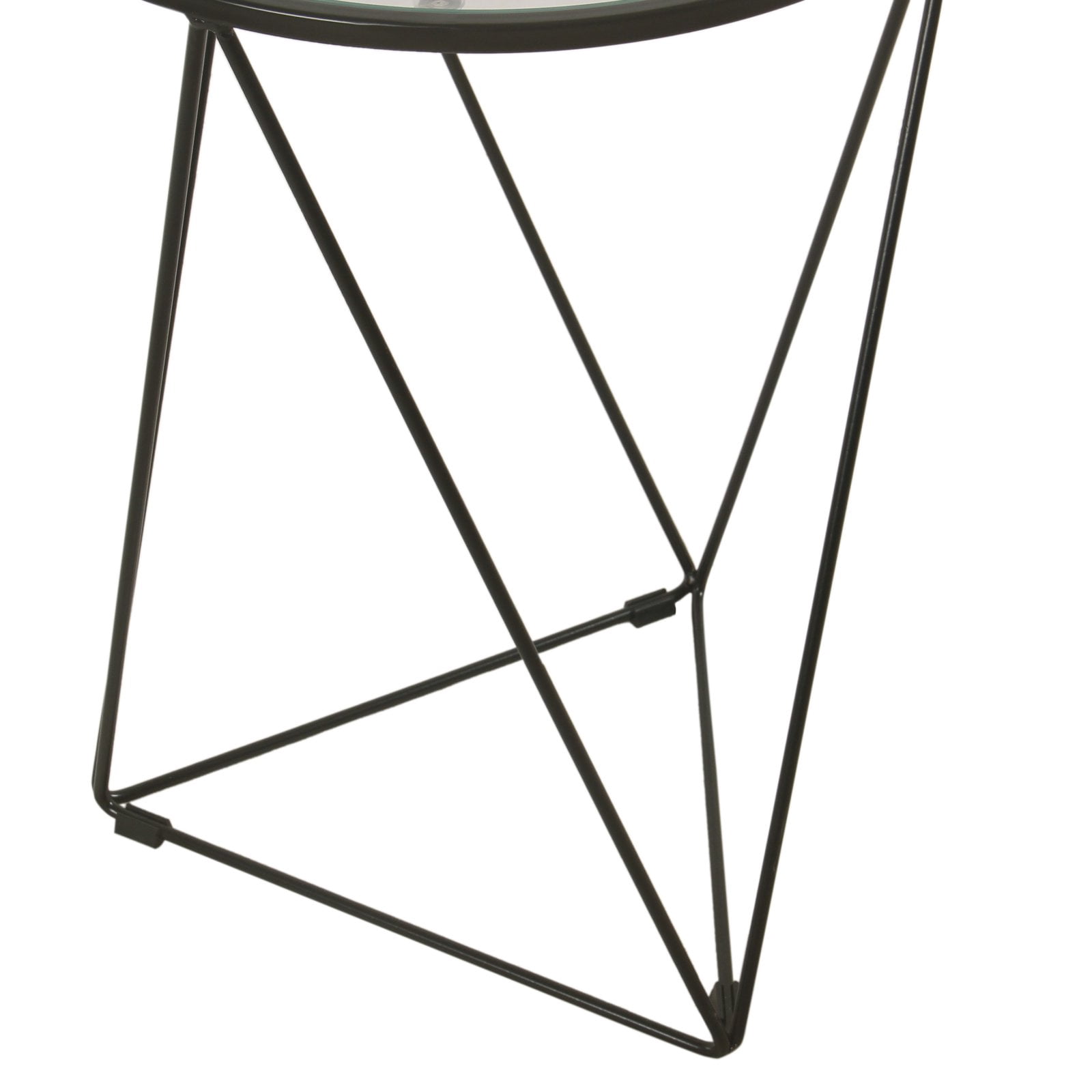 HomePop Metal Accent Table Triangle Black Base Round Mirror Top