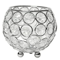 Elegant Designs 3.75" Elipse Crystal Circular Bowl Candle Holder, Flower Vase, Wedding Centerpiece, Chrome