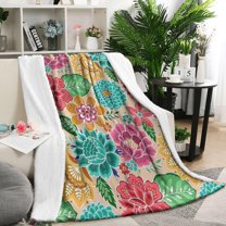 Pioneer Flower Blanket,Comfortable Soft Flannel Throw Blanket,All Season,Warm Lightweight Blankets for Sofa Bed Couch Living Room Chair,50"x60"(130x150cm)
