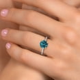 thumbnail image 4 of Gem Stone King 10K Two Tone Gold London Blue Topaz and Lab Grown Diamond Engagement Ring for Women | 2.70 Cttw | Round 8MM | Gemstone November Birthstone | Size 8, 4 of 6