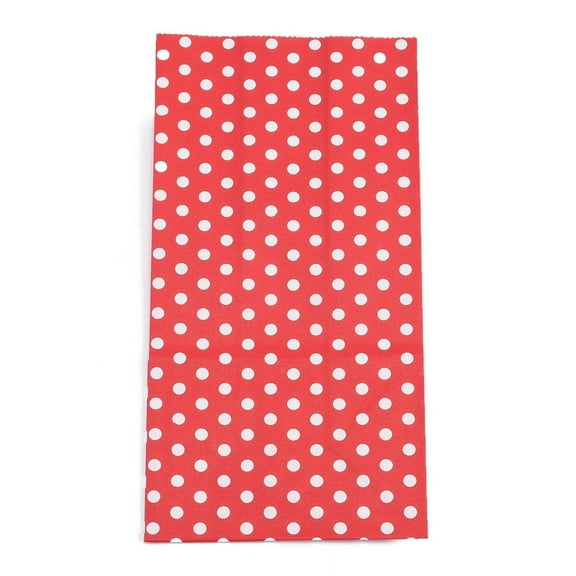 100pcs Kraft Paper Bags No Handles Storage Bags White Polka Dot Pattern Wedding Party Birthday Gift bag Red 17.8x9x6.2cm