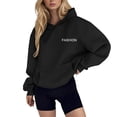 thumbnail image 2 of uvwlwu Womens Minimal Letter Graphic Oversized Hoodie Drop Shoulder Kangaroo Pocket Soft Cozy Fall Street Casual Pullover Sweatshirt,S, 2 of 5