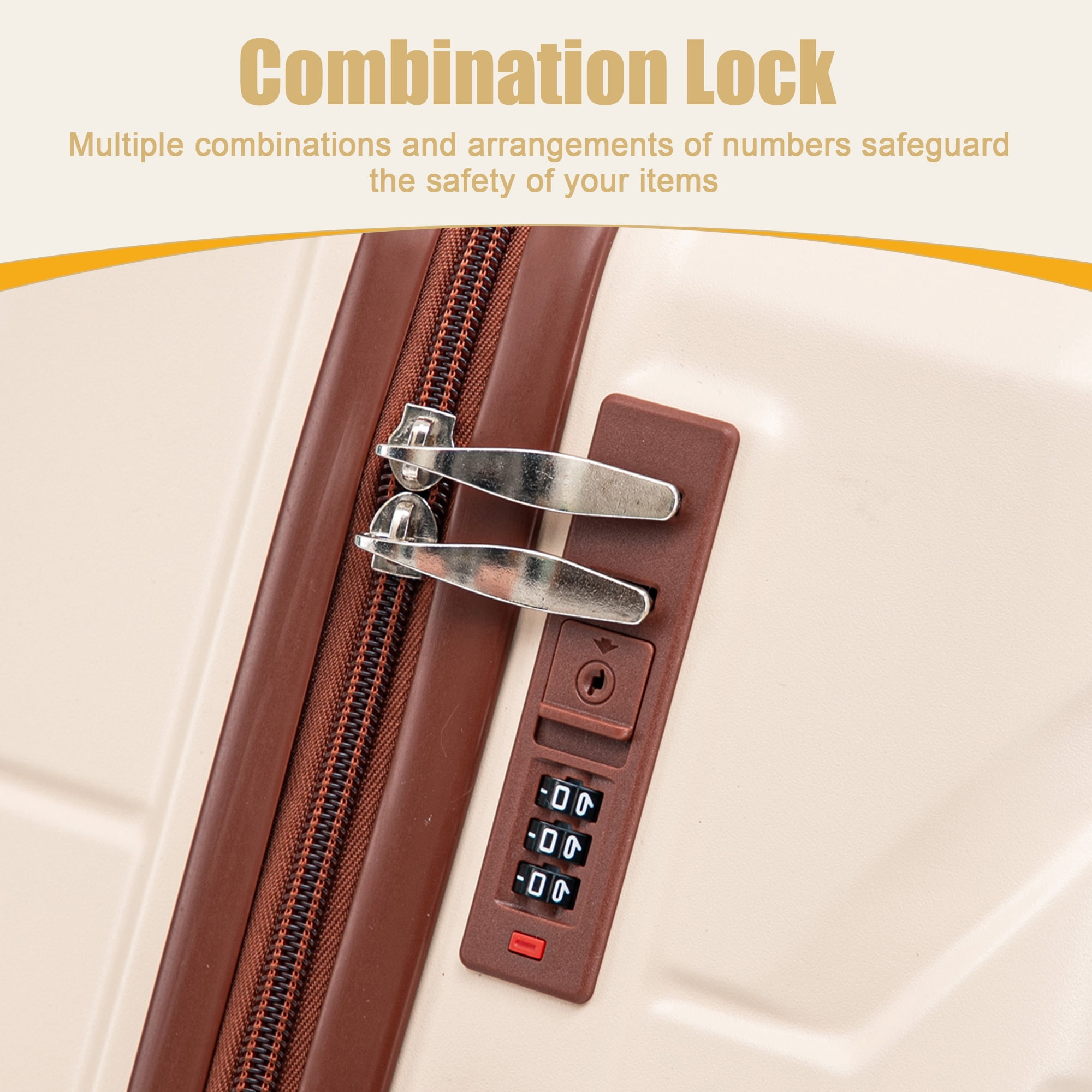 28 Inch ABS Hardside Checked Luggage, Scratch Resistant Spinner Suitcase with Combination Lock