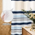 thumbnail image 3 of No Hook Shower Curtain, Navy Blue Gray Striped Shower Curtains for Bathroom with See Through Top Window, Farmhouse Stripes Modern Abstract Art Waterproof & Washable Bath Curtain Stall 48"x72", 3 of 9