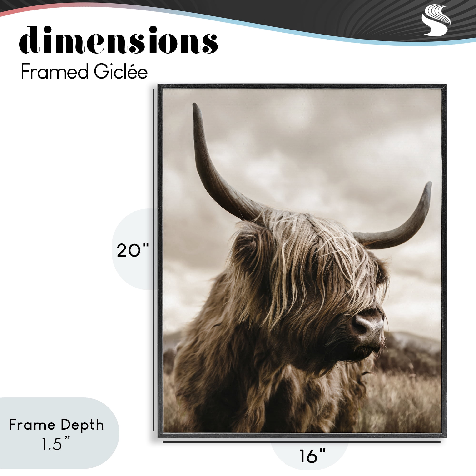 Stupell Industries Searching Cattle Gaze Black Framed Giclee Art, design by CAD Designs
