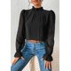 thumbnail image 4 of 1 camiseta de gasa de manga larga para mujer, color negro., 4 of 6
