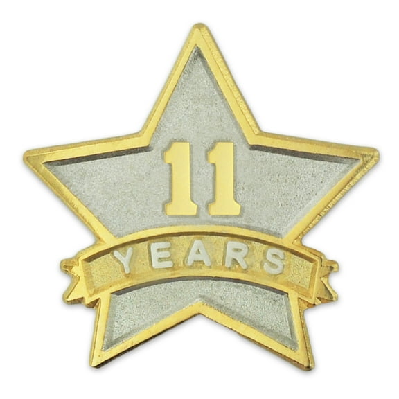 PinMart's 11 Year Service Award Star Corporate Recognition Dual Plated Lapel Pin