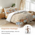 thumbnail image 7 of Orange Blue Pumpkins Bedding Duvet Cover Set Full Size 4 Pieces Thanksgiving Fallen Leaf Vintage Brown Bedding Set with Zipper Closure, 1 Comforter Cover 86x86 Inches 1 Flat Sheet & 2 Pillow Cases, 7 of 7