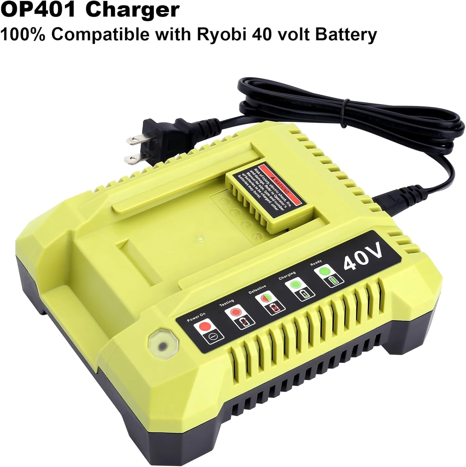 OP401 Fast Charger Replacement for Ryobi 40V Battery OP401 Charger Compatible with Ryobi 40V Lithium Battery OP4015 OP4026 OP4026A OP4030 OP4040 OP4050 OP4050A OP4060 OP40261 OP40301 OP40401 Charger