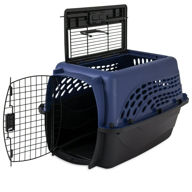 Vibrant Life Pet Kennel Top Load 2 Door 24 Plastic Travel Pet Carrier for Pets up to 20 lbs Blue Walmart