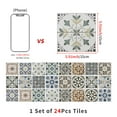 thumbnail image 2 of 24PCS Mediterranean Style Peel and Stick Wall Tile Decals - 6"x6" Vintage Waterproof Vinyl Moroccan Bohemian Stickers for Kitchen Backsplash, Bathroom, Stair Riser Decor, 2 of 9