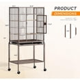 thumbnail image 2 of Ktaxon 53 Inch Brown Standing Metal Bird Cage with Rolling Wheel Stand, Large Vertical Parrot Cage with Storage Shelf & Pull Out Tray for Small Medium Birds, 2 of 6