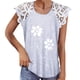 thumbnail image 2 of Blusa superior sexy de manga corta con retazos de encaje y cuello redondo de verano para mujer Fridja  zx1265, 2 of 8