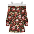 thumbnail image 5 of QATAINLAV Christmas Gifts for Teens Faux Fur Trim Long Sleeve Shirts Funny Xmas Graphic Off The Shoulder Tops, Red, S, 5 of 6