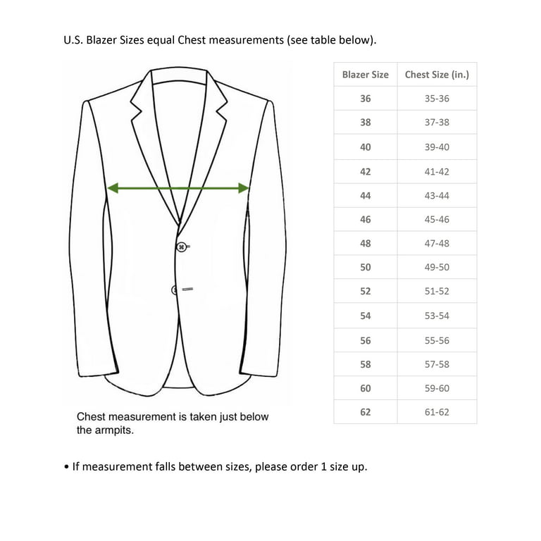 blazer measurement chart