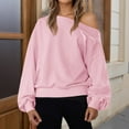 thumbnail image 2 of ManxiVoo Women's Drop Shoulder Oversized Sweatshirt Long Sleeve Loose Fit Casual Fall Pullover Top XL Size Pink, 2 of 7