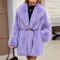 thumbnail image 6 of Miqool Women's Faux Fur Coat Lapel Collar Long Sleeve Warm Winter Coat with Pockets and Belted, 6 of 8