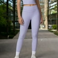 thumbnail image 2 of High-Waisted Compression Leggings with Crossover Waistband - Large, Purple, 2 of 6
