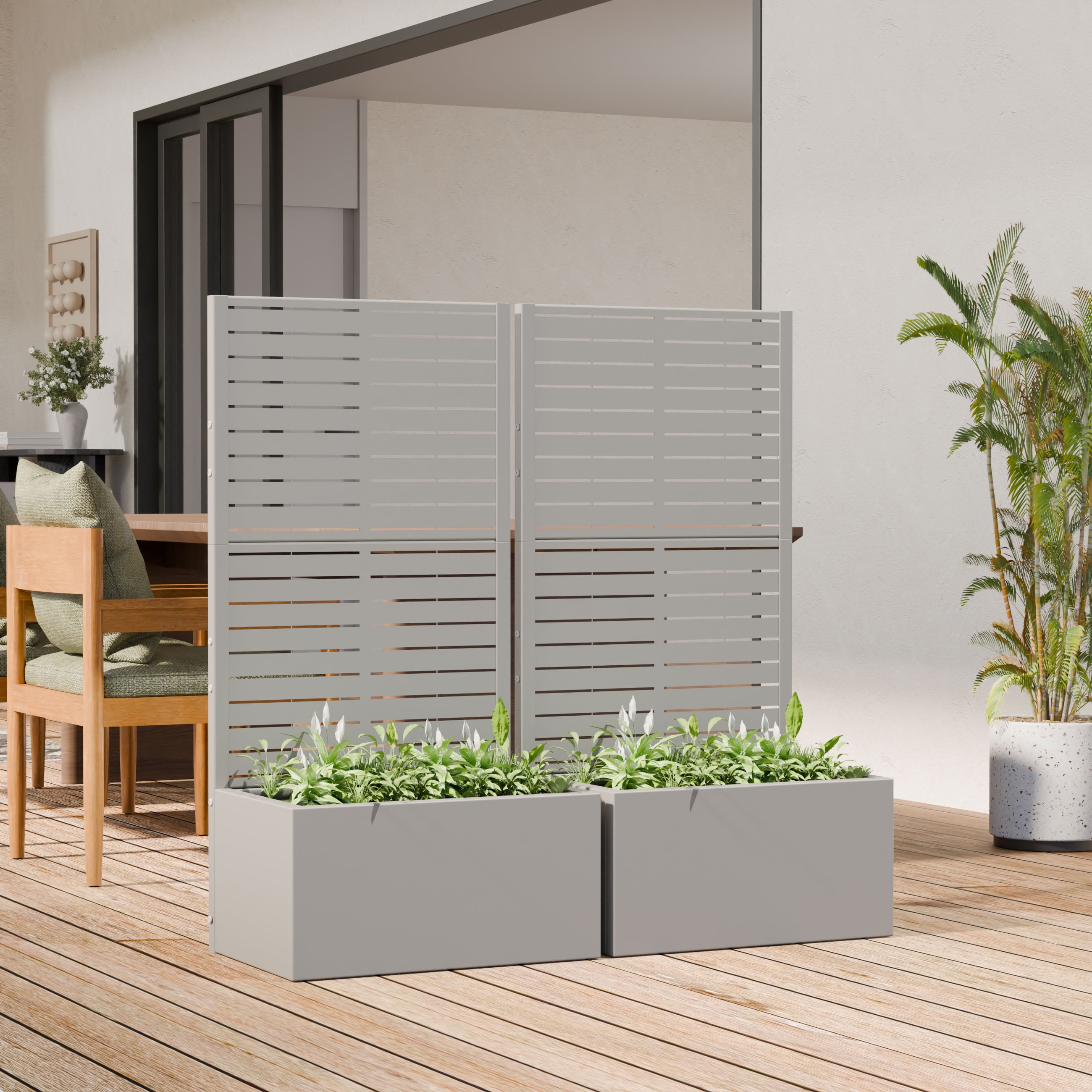 MAYEERTY 59*30in Outdoor Metal Planter Box, Removable Outdoor Planter, Portable Garden Planter Box for Balcony, Garden, Yard