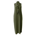 thumbnail image 5 of Bysome Women Dresses Solid Color Sleeveless Tie Neck Dress Summer Breathable Women Dress Size 2XL Green, 5 of 5