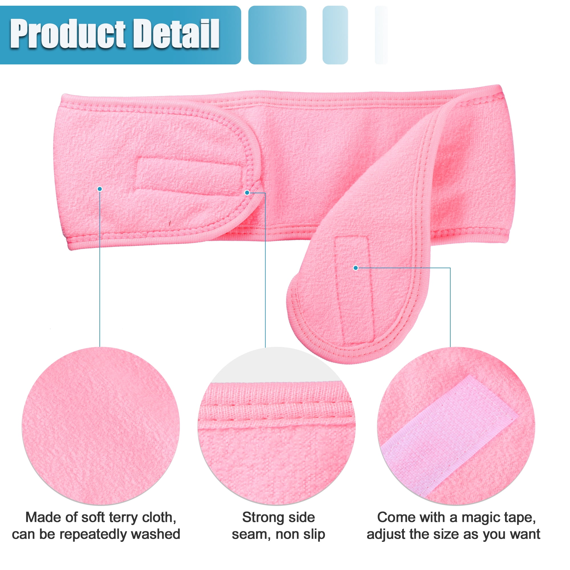 Unique Bargains 4 Pcs Spa Headband for Face Washing and Bathing Light Pink