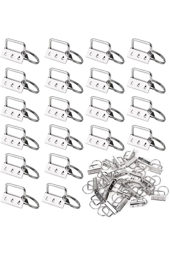 30PCS Key Fob Hardware, 1.25 Inch Key Fob Keychain Wristlet Set, Silver Fob Chain Wristlet Hardware with Split Rings Key Rings (1.25 inch)