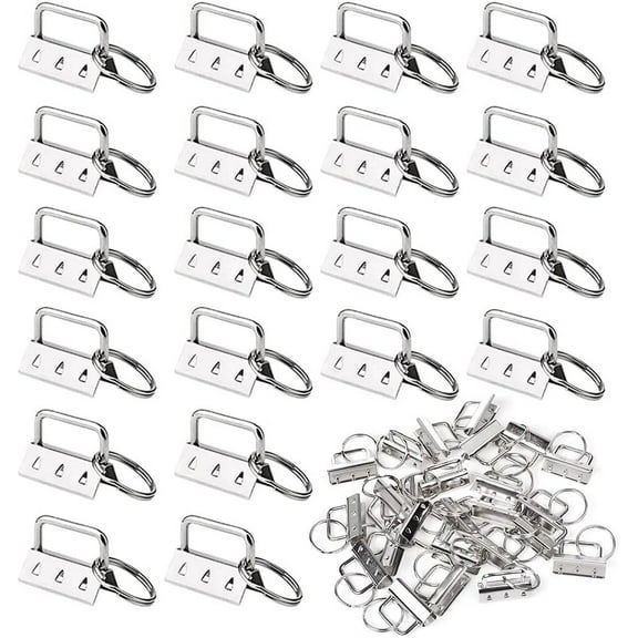 30PCS Key Fob Hardware, 1.25 Inch Key Fob Keychain Wristlet Set, Silver Fob Chain Wristlet Hardware with Split Rings Key Rings (1.25 inch)